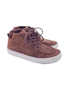 Old Navy Brown Faux Leather High Top Moccasin Lace Up Sneakers Boys Youth Size 3